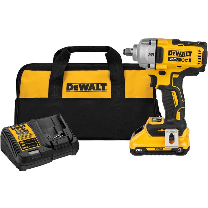 DEWALT 20V MAX XR 1/2 Inch Impact Wrench Kit with Hog Ring Anvil - High-Torque Performance