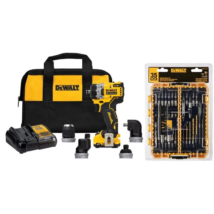 DEWALT 12V XTREME Multi-Head Drill Driver & Rapid Load Accessory Set with ToughCase+ Bundle