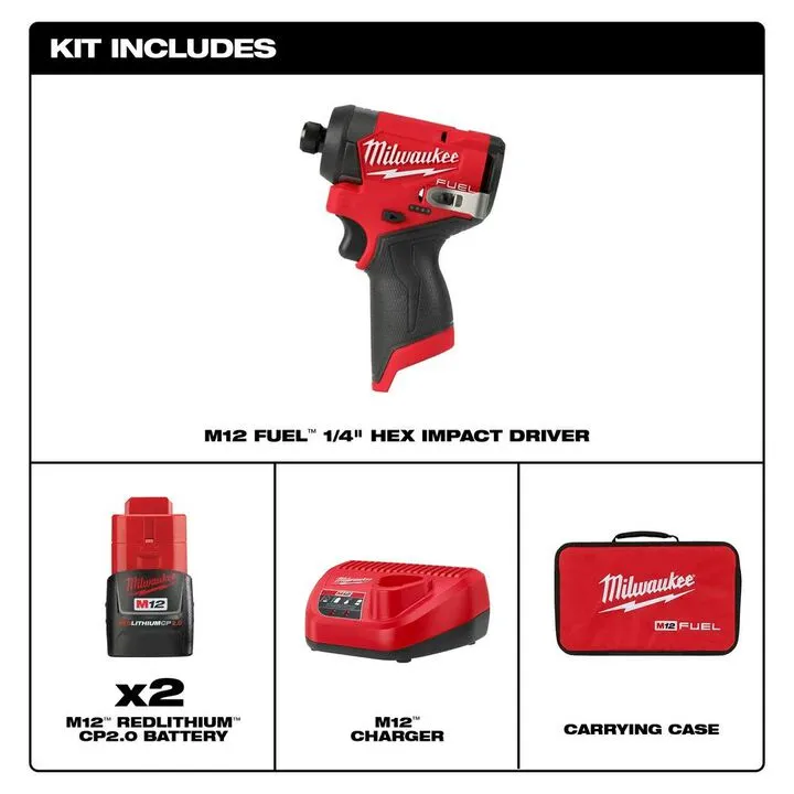 Milwaukee M12 FUEL 1/4 inch Hex Impact Driver Kit - Optimized for Precision Performance 3