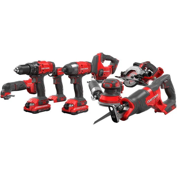 CRAFTSMAN V20 Cordless 8-Tool Combo Kit - Complete Professional Power Solution