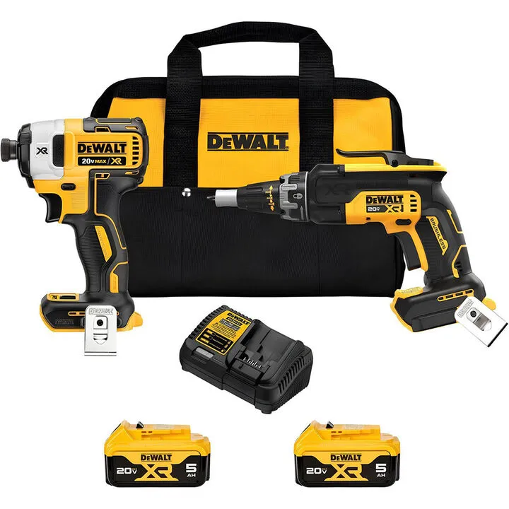 DEWALT 20V MAX XR Brushless Drywall Screwgun & Impact Driver 2-Tool Combo Kit