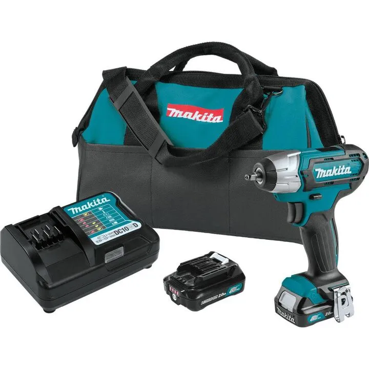 Makita 12V max CXT Lithium-Ion Cordless 1/4 In. Impact Wrench Kit (2.0Ah)