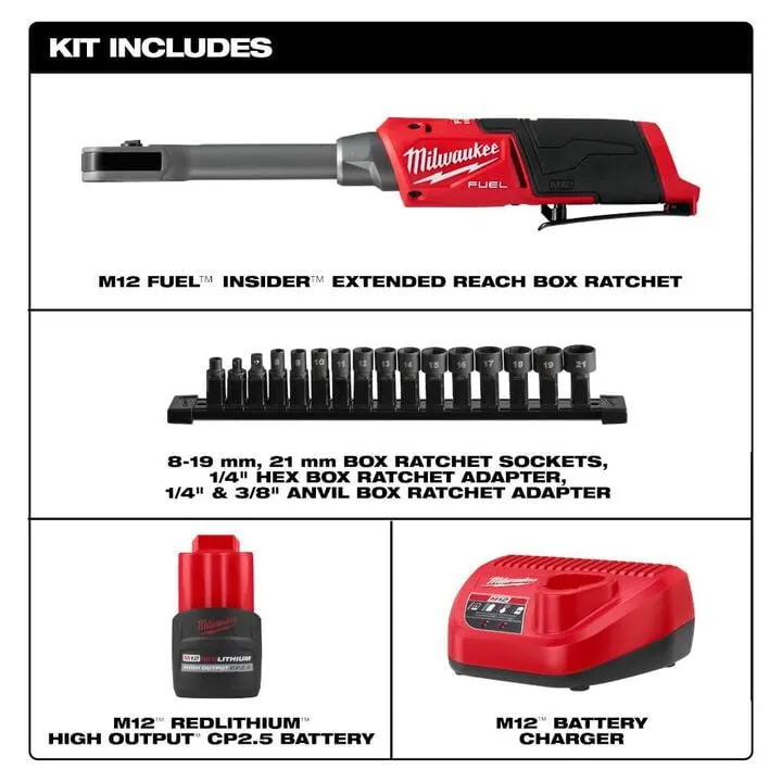 Milwaukee M12 FUEL INSIDER Extended Reach Box Ratchet Kit - Professional Grade Performance 3