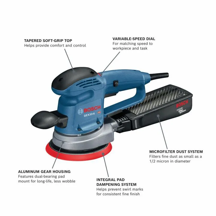 Bosch 6-inch Multi-Hole Random Orbit Sander/Polisher - Professional Grade Finishing Tool 1
