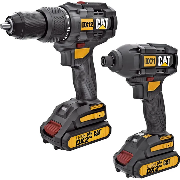 CAT 18V Cordless Hammer Drill and Impact Driver Combo Kit - Professional Grade Power Suite