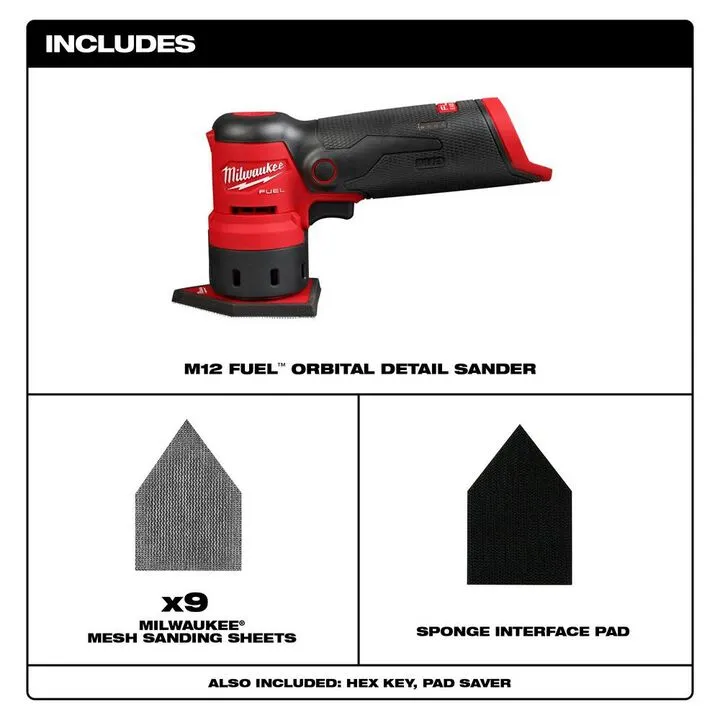 Milwaukee M12 FUEL Orbital Detail Sander (Bare Tool) 1