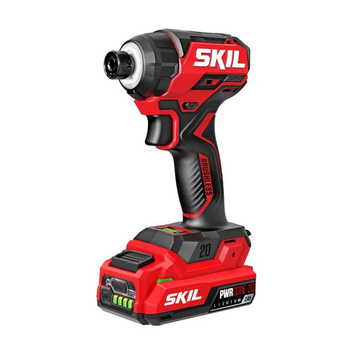 SKIL PWRCORE 20 Brushless 1/4 Inch Hex Compact Impact Driver Kit - Professional Grade Precision 1