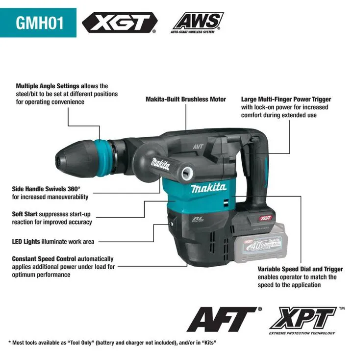 Makita 40V max XGT 15 lb AVT Demolition Hammer (Bare Tool) 1