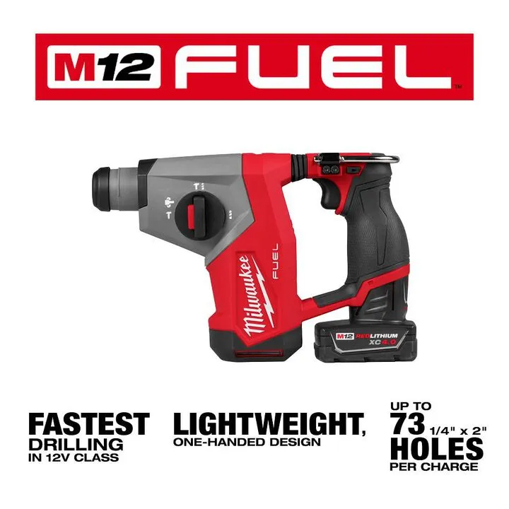 Milwaukee M12 FUEL 5/8 Inch SDS Plus Rotary Hammer Kit - High-Performance Cordless Drilling 1