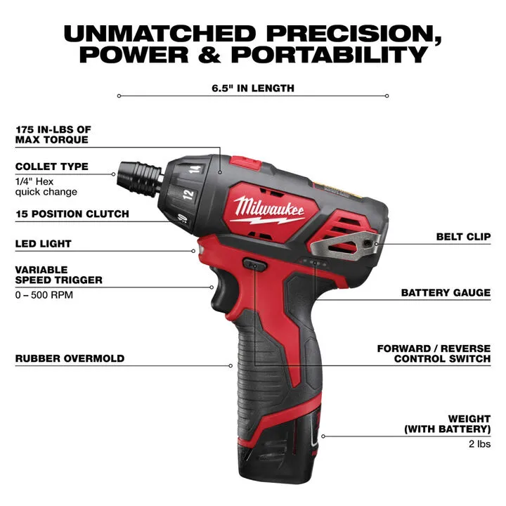 Milwaukee M12 1/4 in. Hex Screwdriver – Precision Performance for Light-Duty Fastening 2