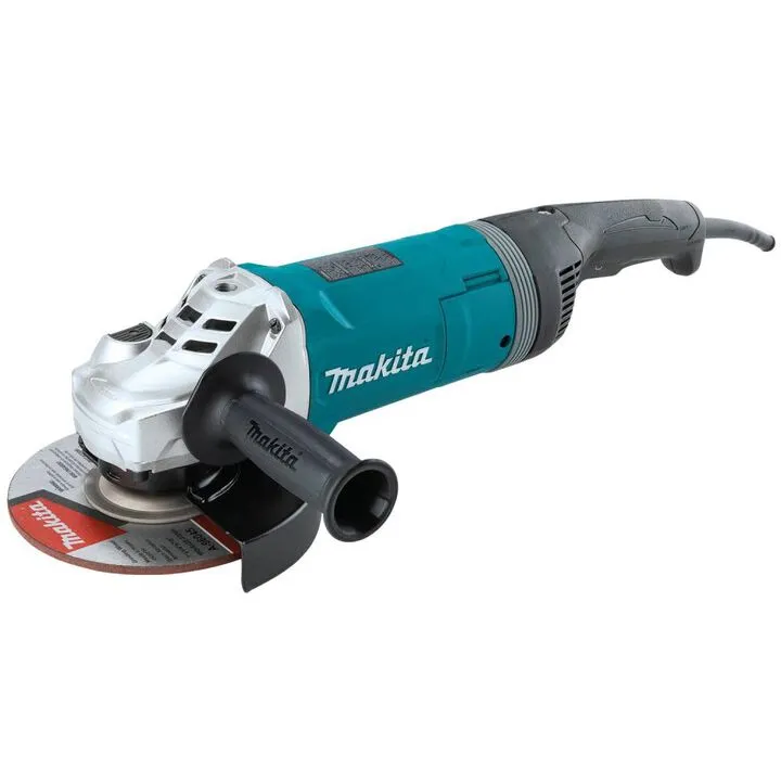 Makita 7in Angle Grinder with Rotatable Handle & Lock-On Switch - Industrial Grade