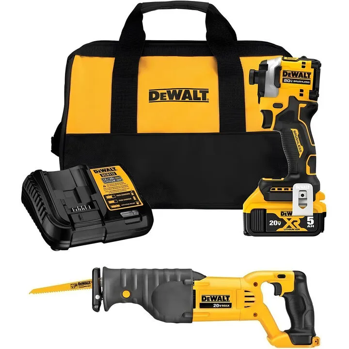 DEWALT 20V MAX Cordless Impact Driver and Reciprocating Saw Professional Combo Kit