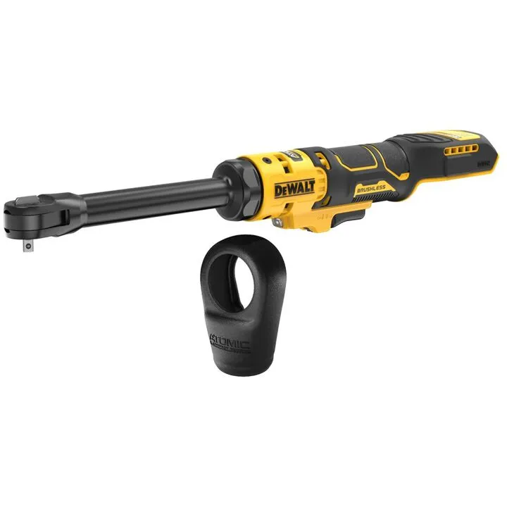 DEWALT ATOMIC 20V MAX 1/4 Inch Extended Reach Ratchet & Protective Boot Bundle