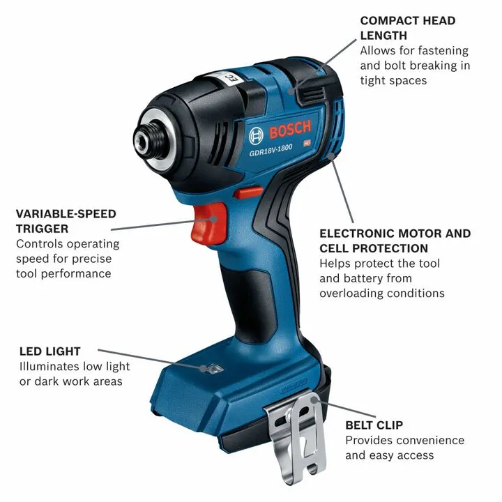 Bosch 18V Brushless 1/4 Inch Hex Impact Driver Kit (Reconditioned) 1