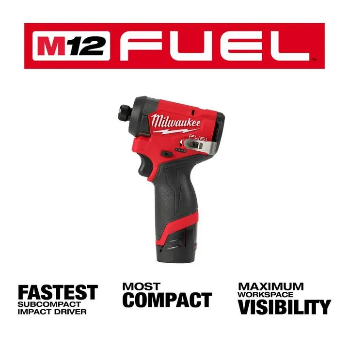 Milwaukee M12 FUEL 1/4 inch Hex Impact Driver Kit - Optimized for Precision Performance 1