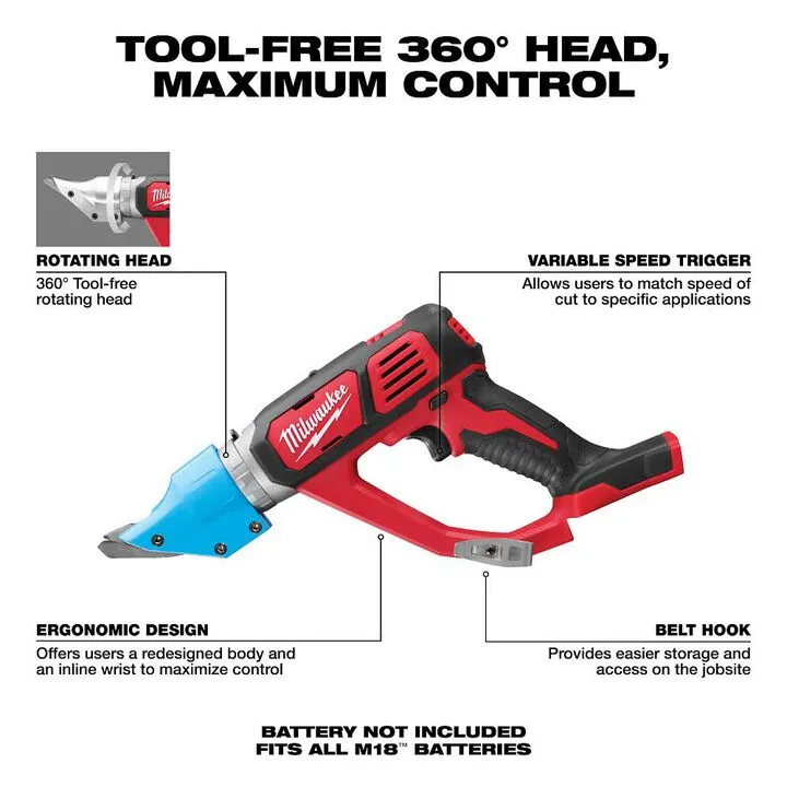 Milwaukee M18 Cordless 14 Gauge Double Cut Shear (Bare Tool) 1