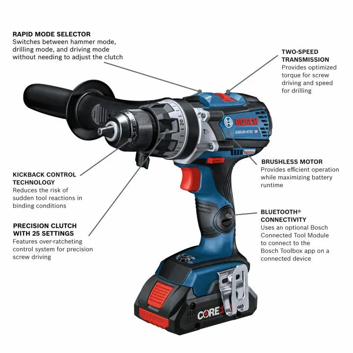 Bosch 18V 2-Tool Combo Kit with Connected-Ready Freak Impact Driver & Hammer Drill/Driver 2
