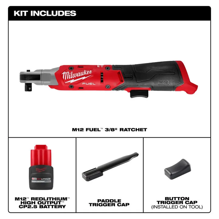 Milwaukee M12 FUEL 3/8 Inch Ratchet Kit - Professional Grade Cordless Efficiency 1