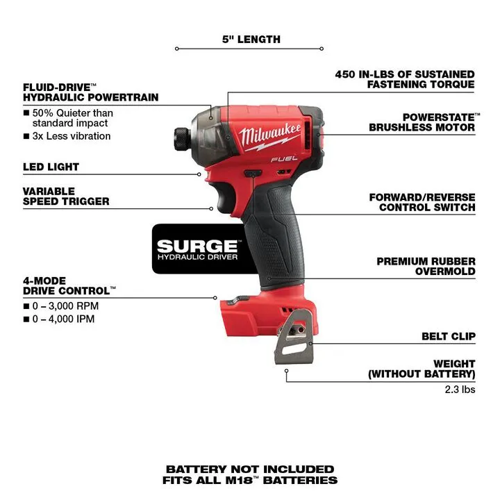 Milwaukee M18 FUEL SURGE 1/4 in. Hex Hydraulic Driver (Bare Tool) 2
