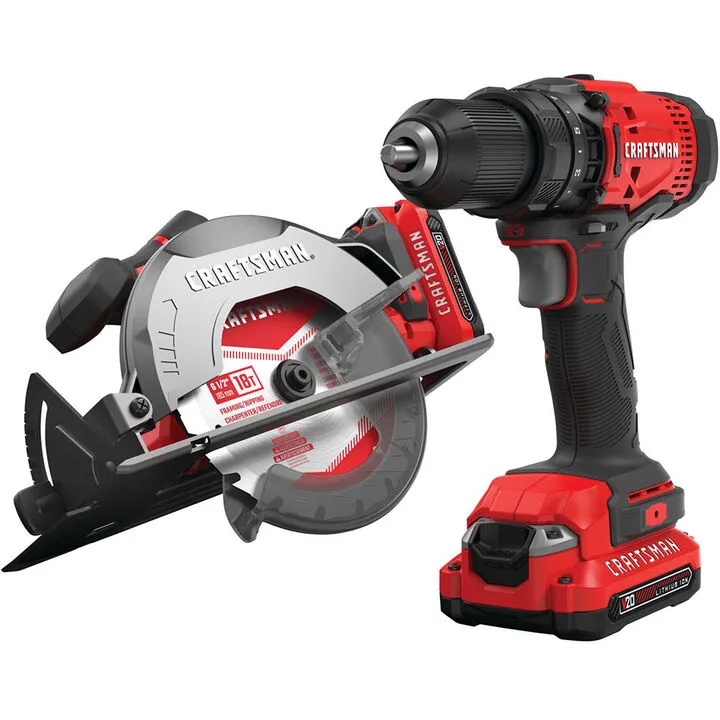 CRAFTSMAN V20 Cordless 2-Tool Combo Kit with Dual Battery System