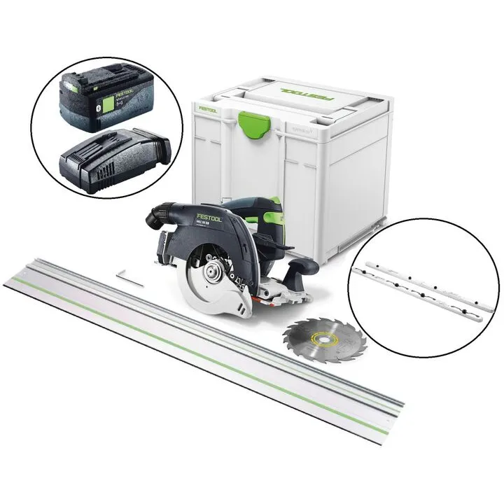 Festool HKC 55 EB-F-Basic Cordless Circular Track Saw with 55-inch Guide Rail & Power Kit