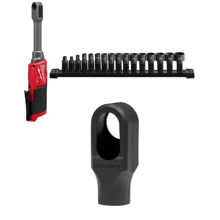 Milwaukee M12 FUEL Insider Extended Reach Ratchet (Bare Tool) with Protective Boot Bundle