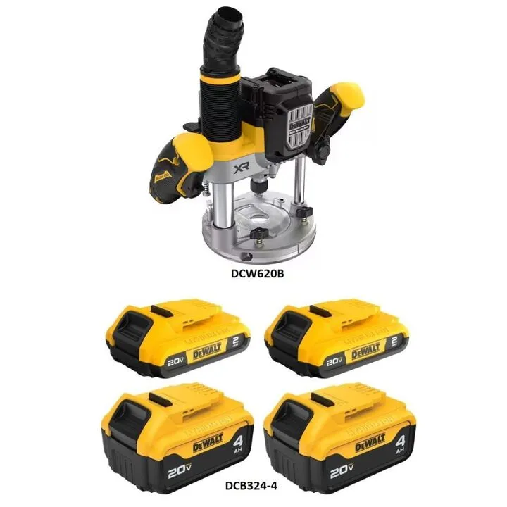 DEWALT 20V MAX Cordless Plunge Router & Battery Pack Bundle - Precision Woodworking Kit 1