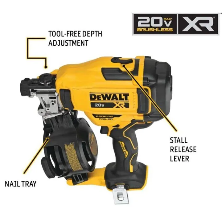 DEWALT 20V MAX 15-Degree Cordless Coil Roofing Nailer Kit - Professional Grade Performance 3