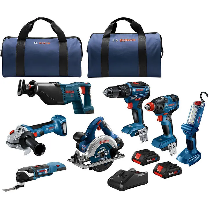Bosch 18V 7-Tool Combo Kit (Reconditioned) - Professional Grade Cordless Power Solution