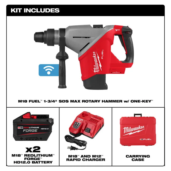 Milwaukee M18 FUEL 1-3/4 Inch SDS MAX Rotary Hammer with ONE-KEY Kit 1