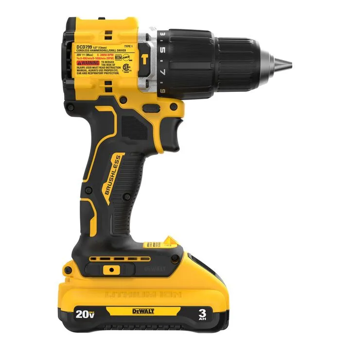 DEWALT 20V MAX 1/2 Inch Hammer Drill Kit with 5Ah Battery - Professional Grade Power 6