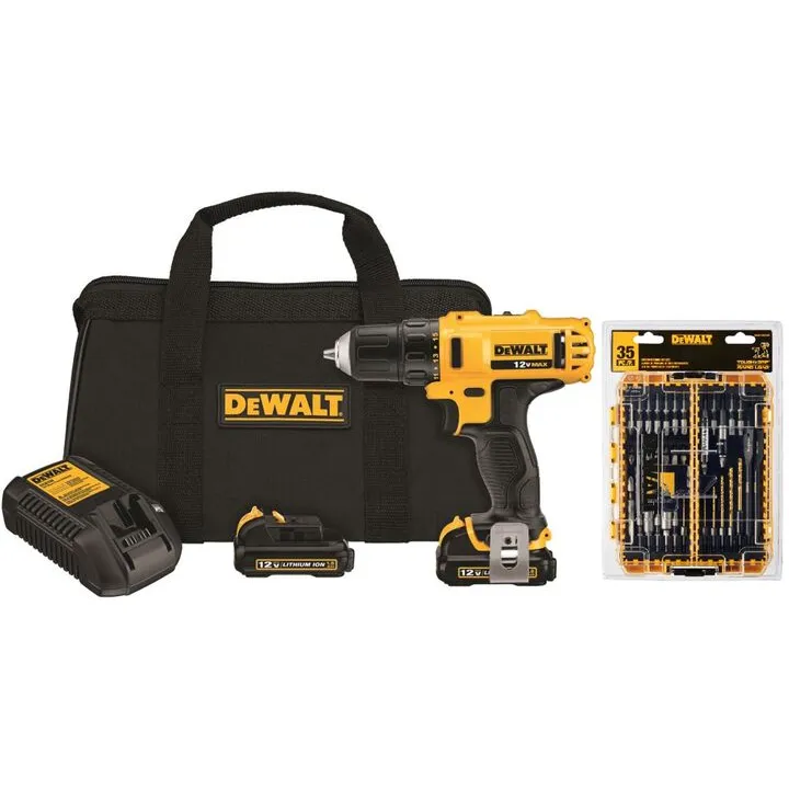 DEWALT 12V Compact Power Fastening & Drilling Combo Set with Integrated Storage Case