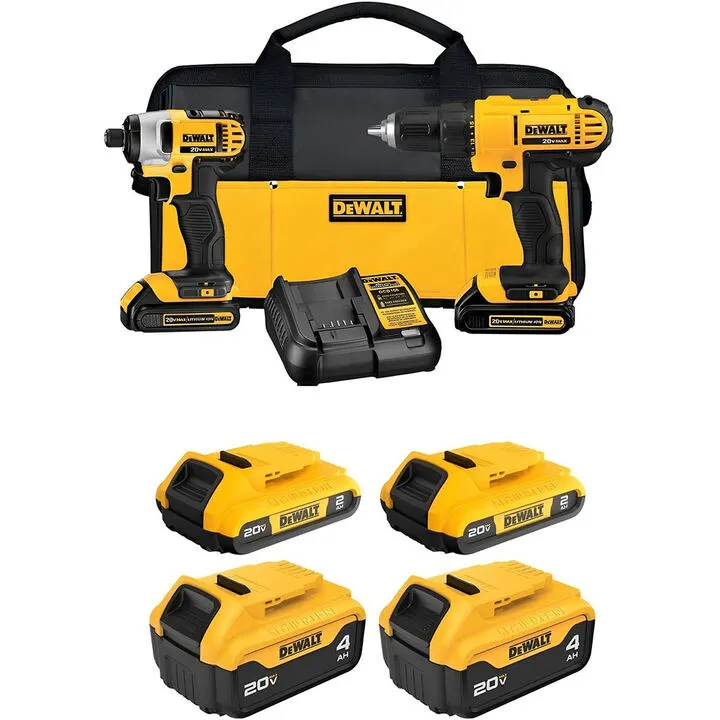 DEWALT 20V MAX Cordless Drill Driver and Impact Driver Combo Kit with Battery Pack