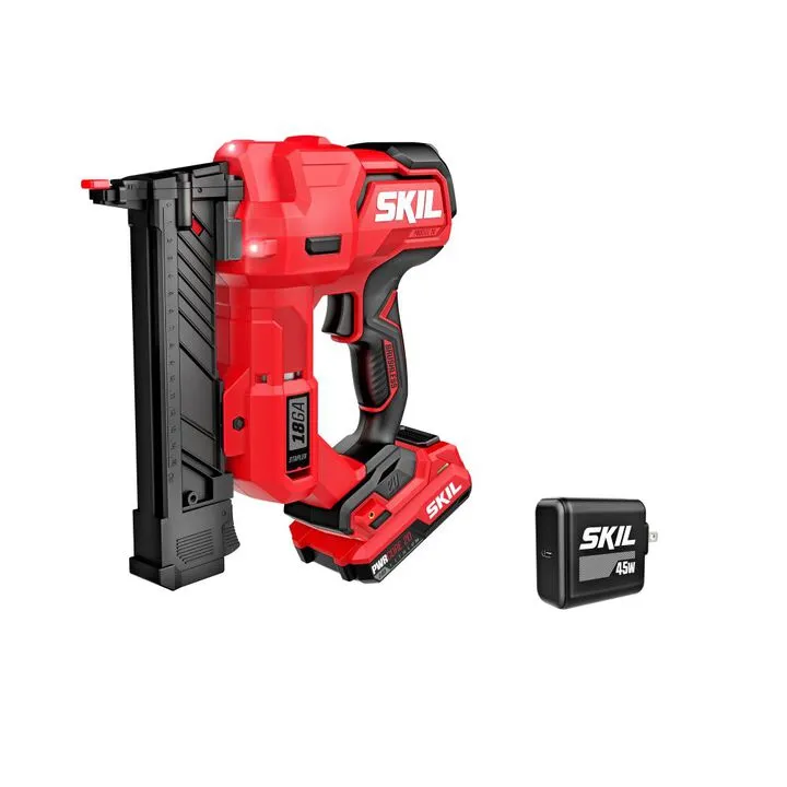 SKIL PWR CORE 20 Brushless 20V 18 Gauge 1/4 Inch Narrow Crown Stapler Kit - Professional Cordless Performance
