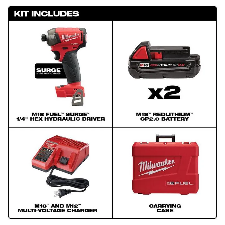 Milwaukee M18 FUEL SURGE 1/4 in. Hex Hydraulic Driver Kit - Professional Quiet Performance 1