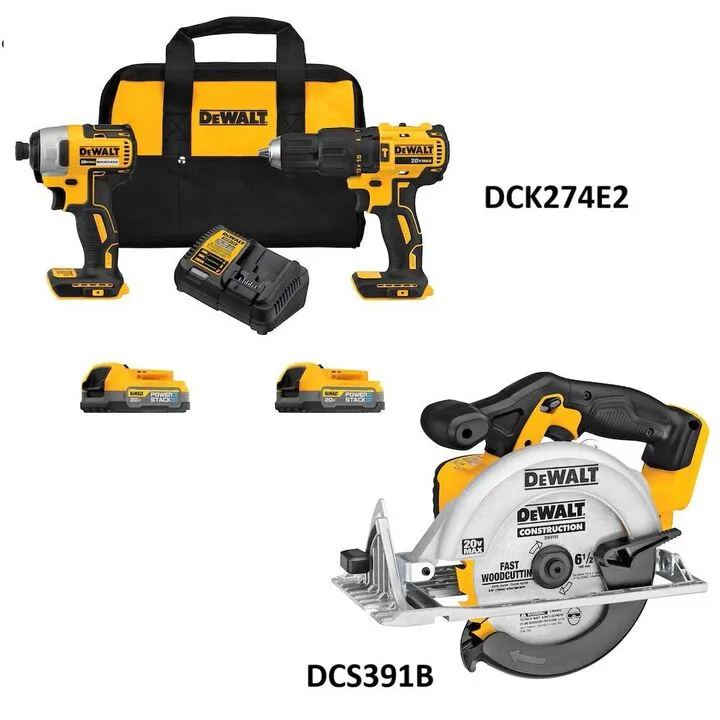 DEWALT 20V MAX 2-Tool Combo Kit and 20V MAX 6-1/2 Inch Circular Saw Bundle 1