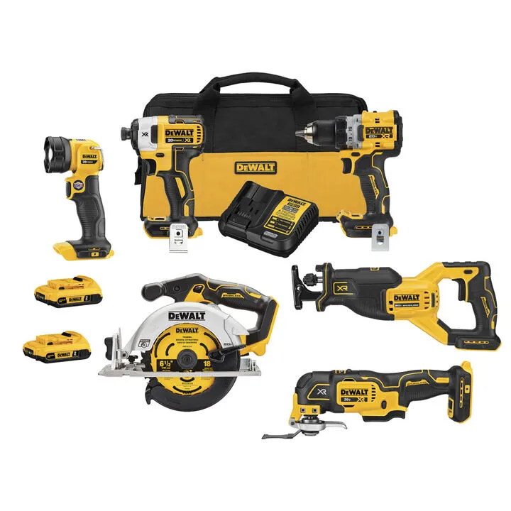 DEWALT 20V MAX XR Brushless 6-Tool Combo Kit with 2.0Ah Batteries 1