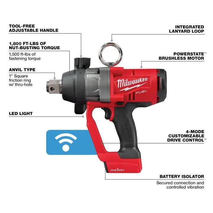 Milwaukee M18 FUEL 1 in. High Torque Impact Wrench with ONE-KEY (Bare Tool) 3