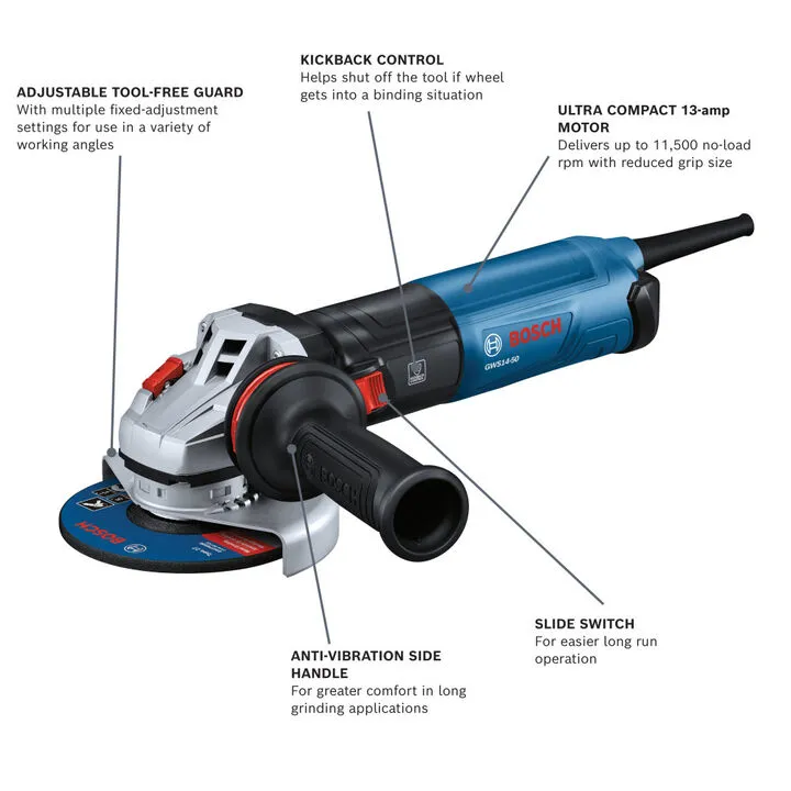 Bosch 5-Inch Angle Grinder with Slide Switch (Reconditioned) 1