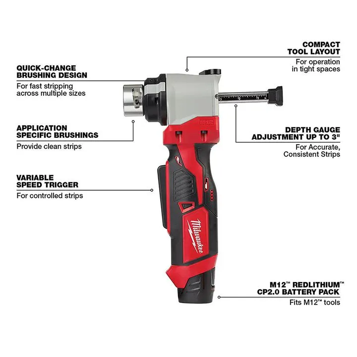 Milwaukee M18 Cable Stripper Kit with 17 Cu THHN / XHHW Bushings 3