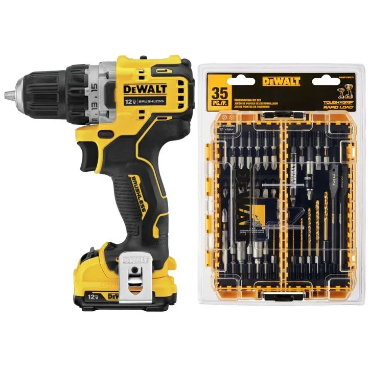DEWALT 12V MAX Cordless Drill Driver Kit with Rapid Load Accessory Set & Toughcase+