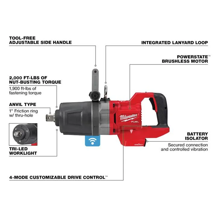 Milwaukee M18 FUEL 1-inch D-Handle High Torque Impact Wrench with ONE-KEY (Bare Tool) 3
