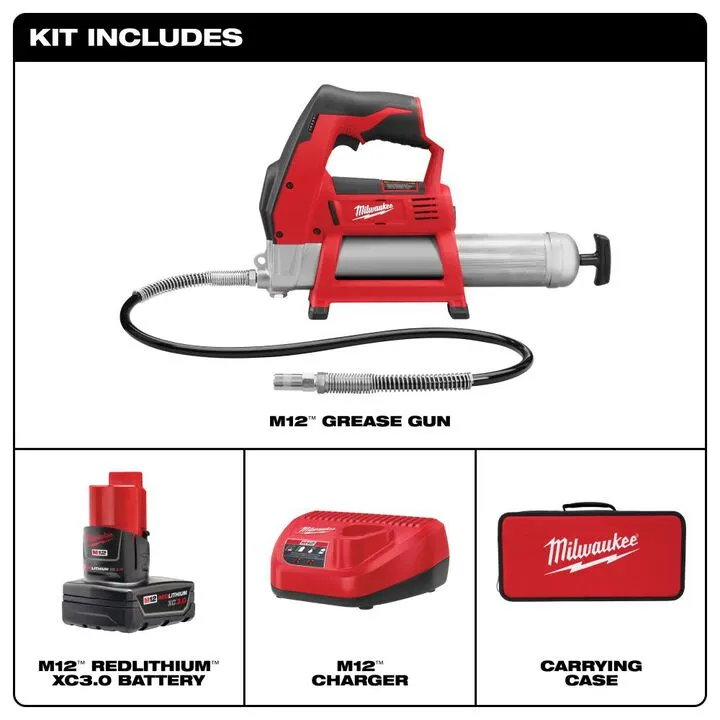 Milwaukee M12 Cordless Lithium-Ion Grease Gun Kit - Professional Maintenance Solution 1