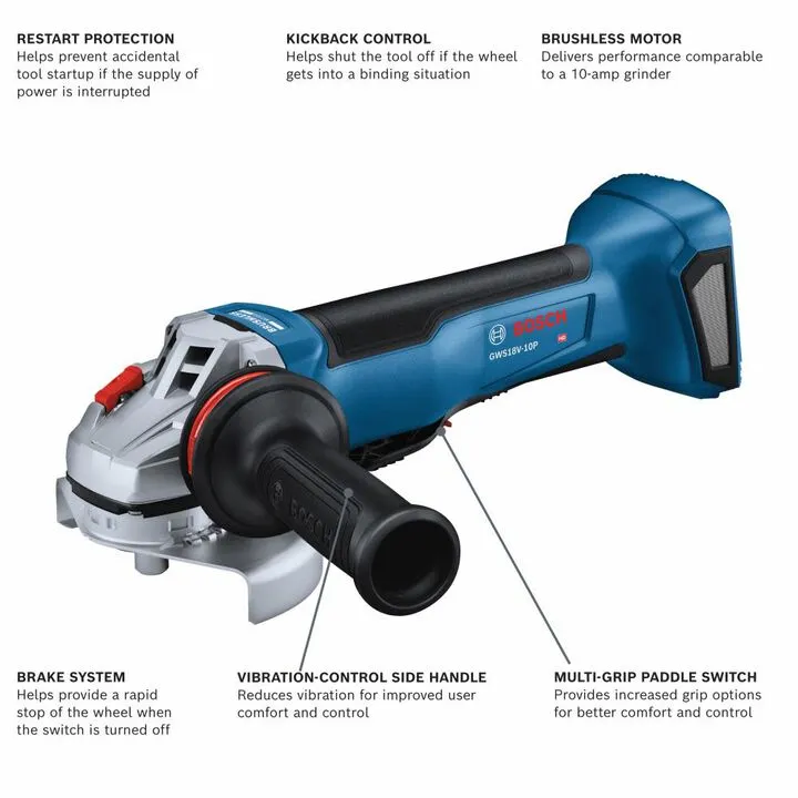 Bosch 18V Brushless 4-1/2 In. to 5 In. Angle Grinder with Paddle Switch (Bare Tool) 1