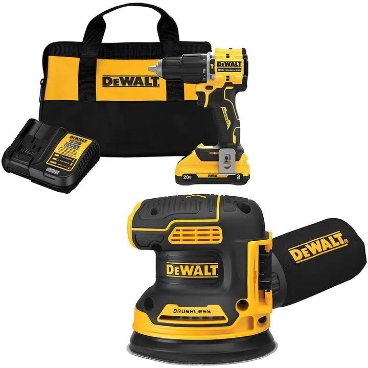 DEWALT 20V MAX 1/2 Inch Hammer Drill and 5 Inch Orbital Sander Combo (Bare Tool)