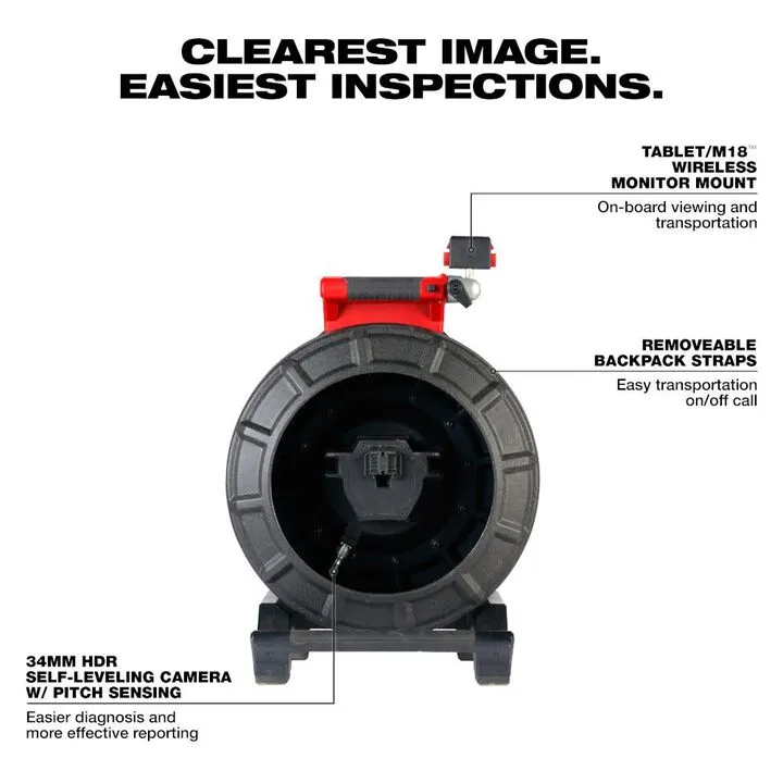 Milwaukee 120 Ft. Mid-Stiff Modular Pipeline Inspection Reel - Professional Plumbing Solution 2