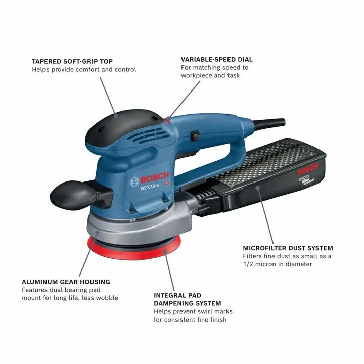 Bosch 5-inch Random Orbit Sander/Polisher - Professional Grade Finishing Tool 1