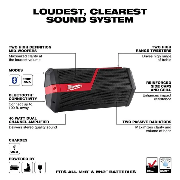 Milwaukee M18 2-Speed Cordless Grease Gun & M18/M12 Jobsite Speaker Professional Bundle 10