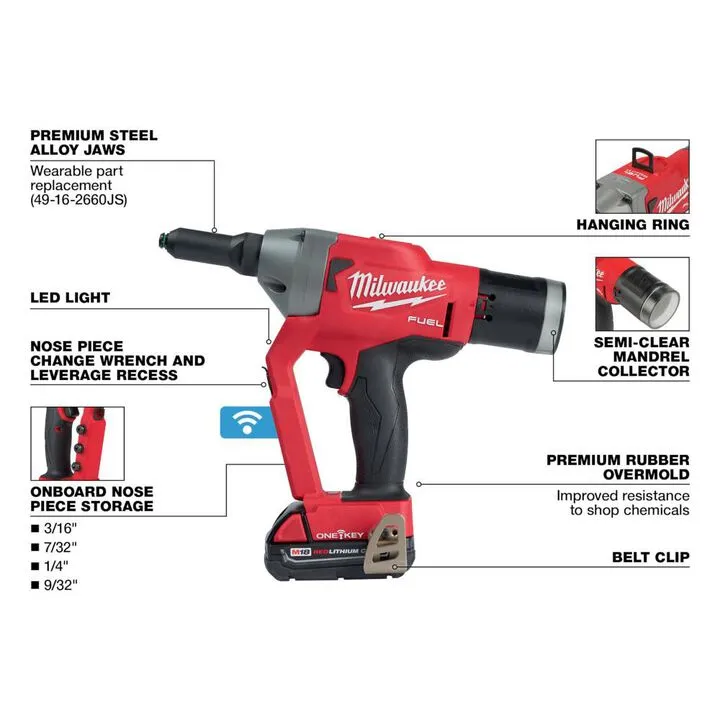 Milwaukee M18 FUEL 1/4-inch Blind Rivet Tool with ONE-KEY Kit - Professional Performance Package 2