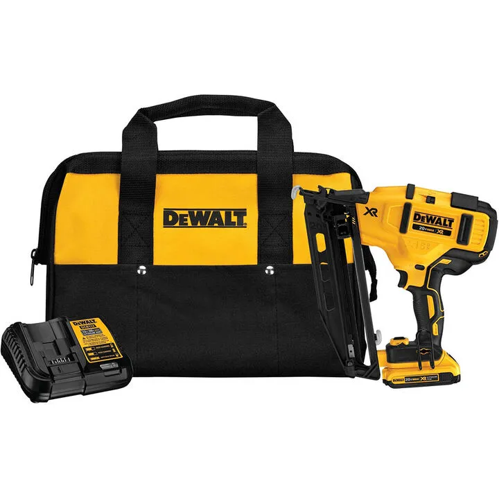 DEWALT 20V MAX 16 Gauge Angled Cordless Finish Nailer Kit - Professional Grade Performance